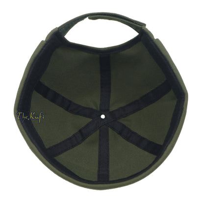 Army Green Visorless Baseball Cap Adjustable Strap & Velcro