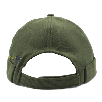 Topi Bisbol Tanpa Pelindung Wajah Warna Hijau Army Tali yang Dapat Disesuaikan &amp; Velcro