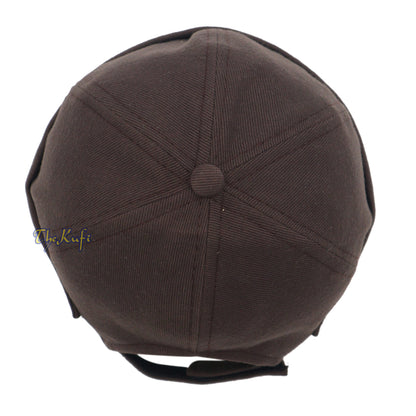 Brown Brimless Baseball Cap Adjustable Strap & Velcro