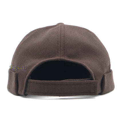 Brown Brimless Baseball Cap Adjustable Strap & Velcro