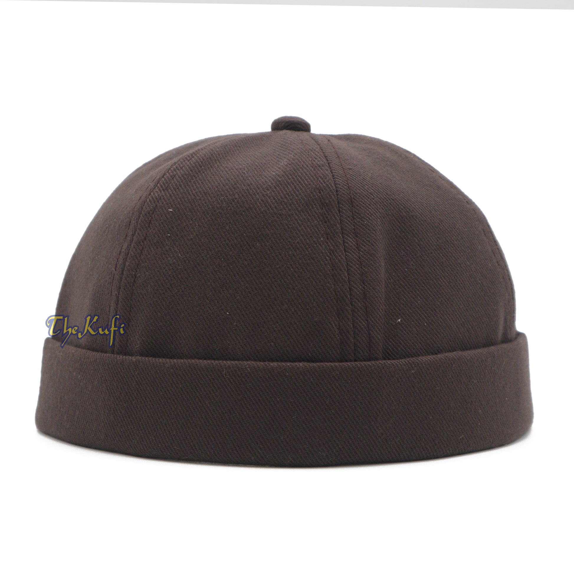 Brown Brimless Baseball Cap Adjustable Strap & Velcro