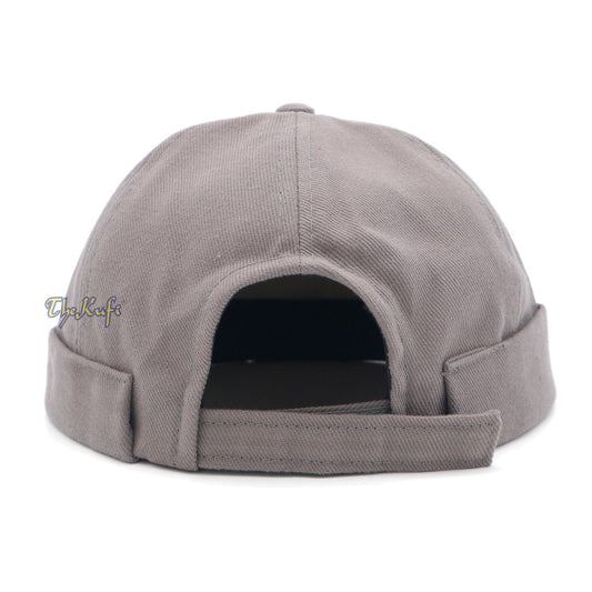 Gray Brimless Baseball Cap Adjustable Strap & Velcro