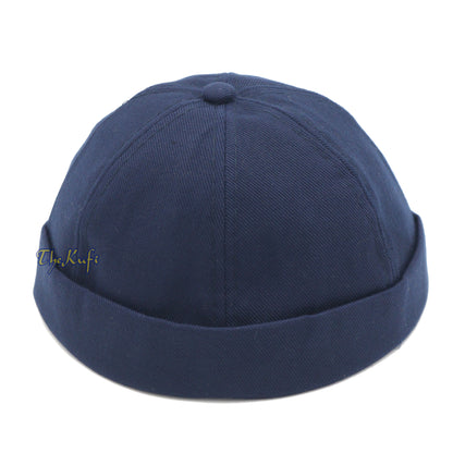 Navy Blue Visorless Baseball Cap Adjustable Strap & Velcro