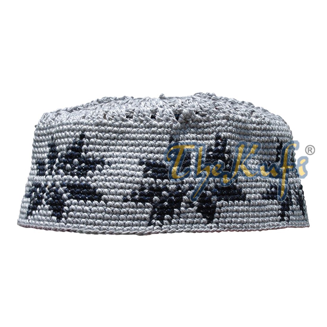 Hand-crocheted Gray Kufi with Black Stars For Kids