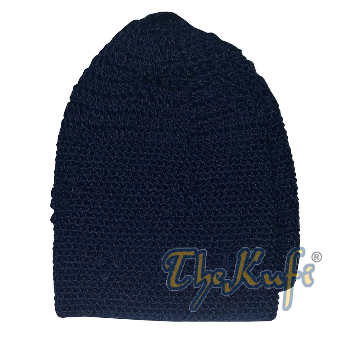 Dark Blue Hand-crocheted Knot Design Soft Comfortable Kufi