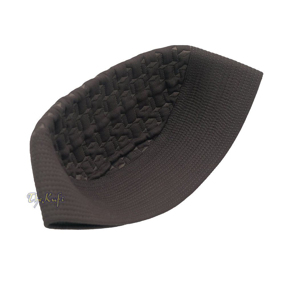 Kufi Malawi Premium Berlapis Coklat Tua - Peci Sembahyang Muslim Motif Ghalib Bulat Bordir Buatan Tangan