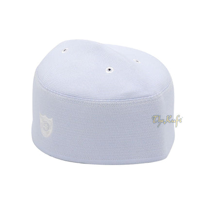 Malaysian-Style Muslim Kufi Hat – White Rigid Stitched Oval Peci Islamic Cap 3-inch Tall Kopiah