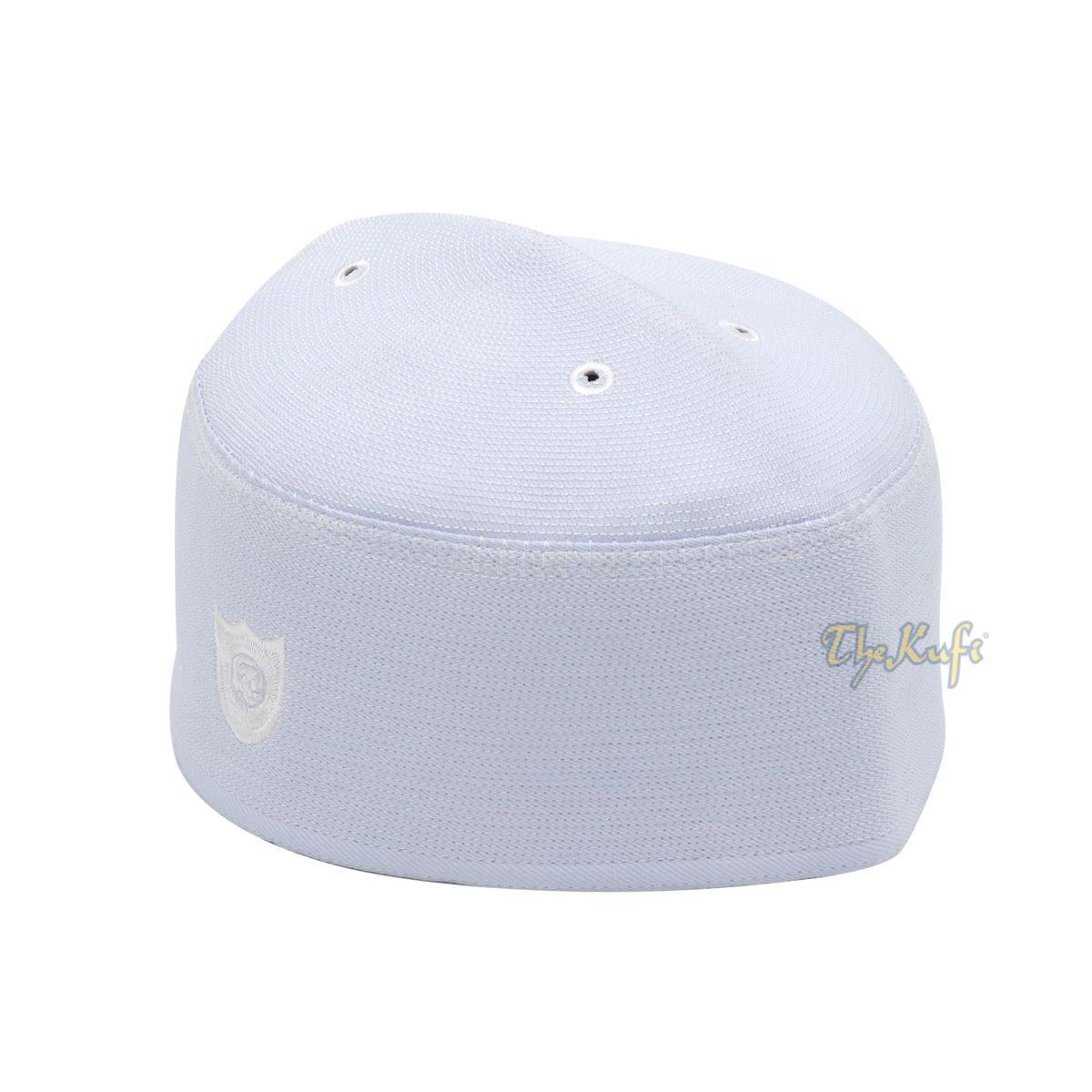 Malaysian-Style Muslim Kufi Hat – White Rigid Stitched Oval Peci Islamic Cap 3-inch Tall Kopiah