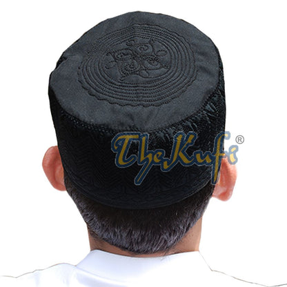 Buy 1 Get 1 Free! Black Madinah Kufi | Embroidered Mix Fabric 3-inch Muslim Hat