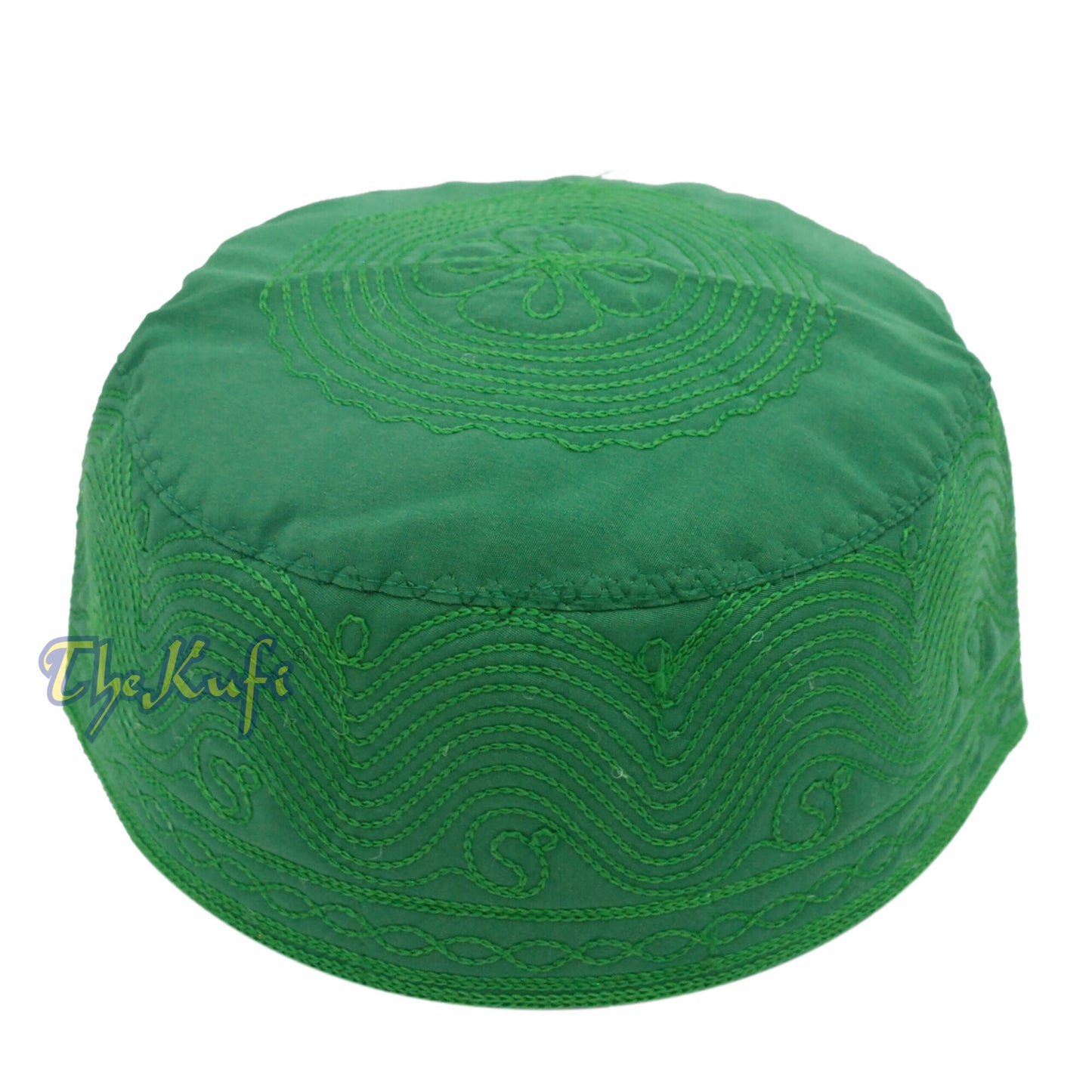 Green Madinah Kufi | Embroidered Mix Fabrik Muslim Takke Peci Kofia Hat