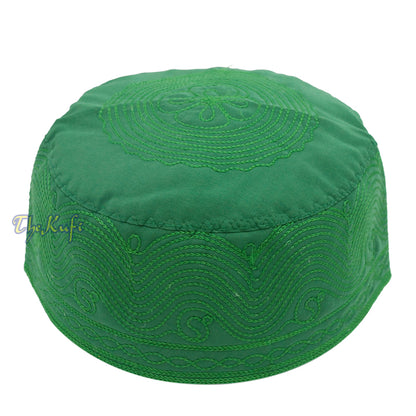 Kufi Muslim Kufi Bersulam Hijau Medina Topi Kofia Peci
