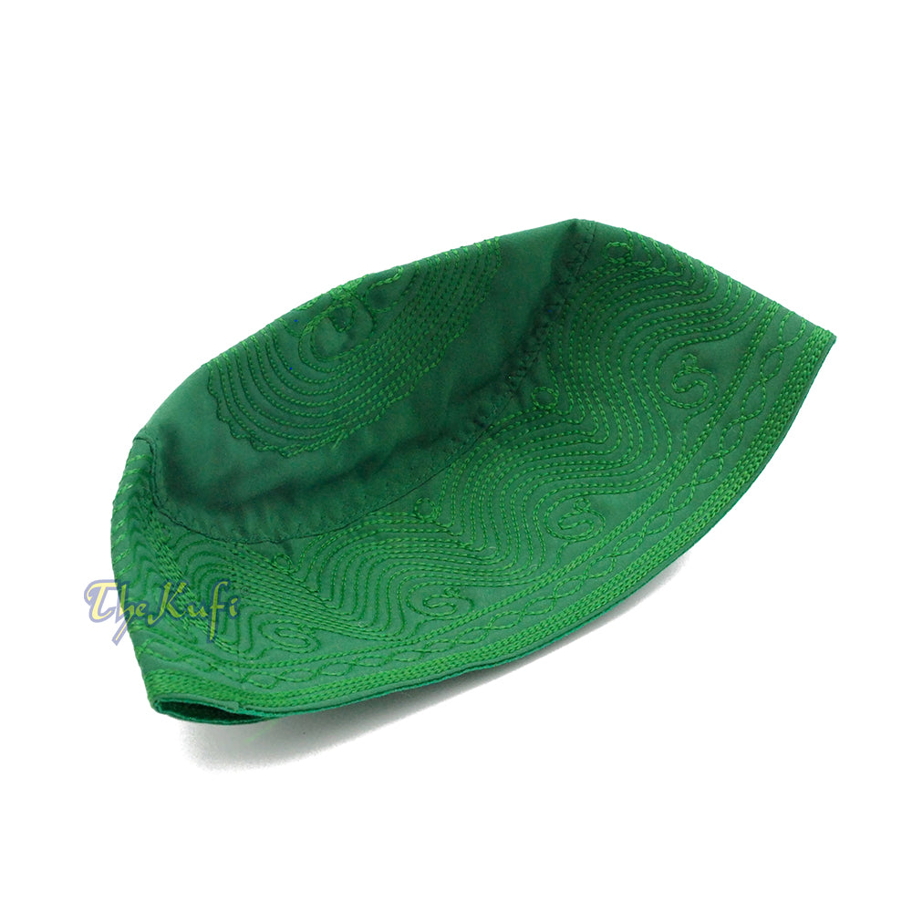 Kufi Muslim Kufi Bersulam Hijau Medina Topi Kofia Peci