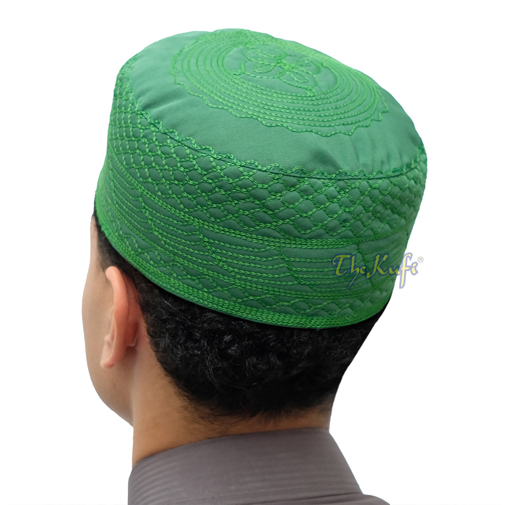 Kufi Muslim Kufi Bersulam Hijau Medina Topi Kofia Peci