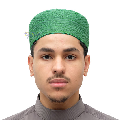 Kufi Muslim Kufi Bersulam Hijau Medina Topi Kofia Peci