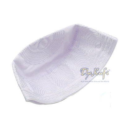 White Madinah Kufi | Embroidered Mix Fabric 3-Inch Muslim Hat