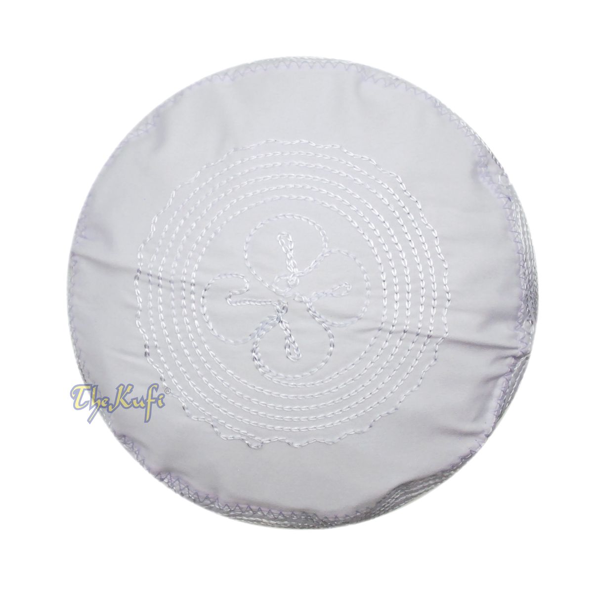 White Madinah Kufi | Embroidered Mix Fabric 3-inch Muslim Hat