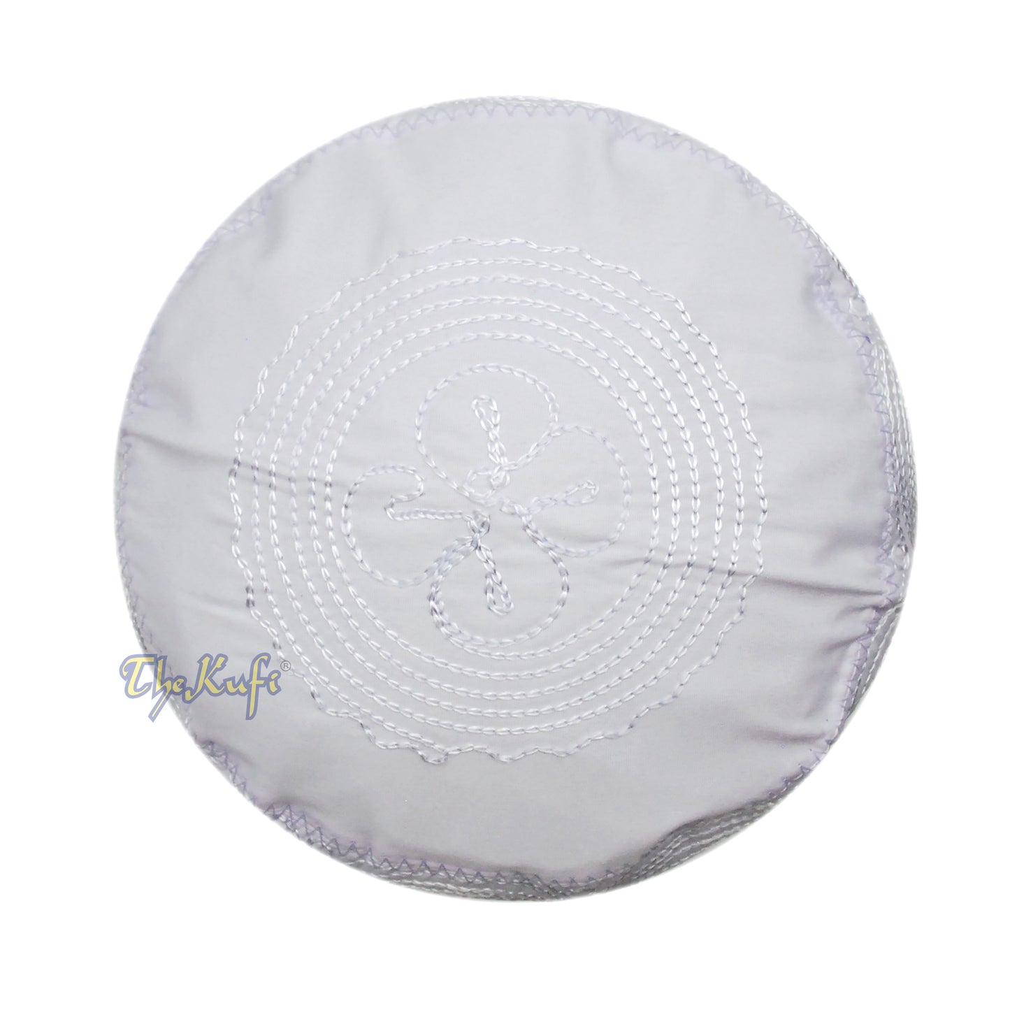 White Madinah Kufi | Embroidered Mix Fabric 3-inch Muslim Hat