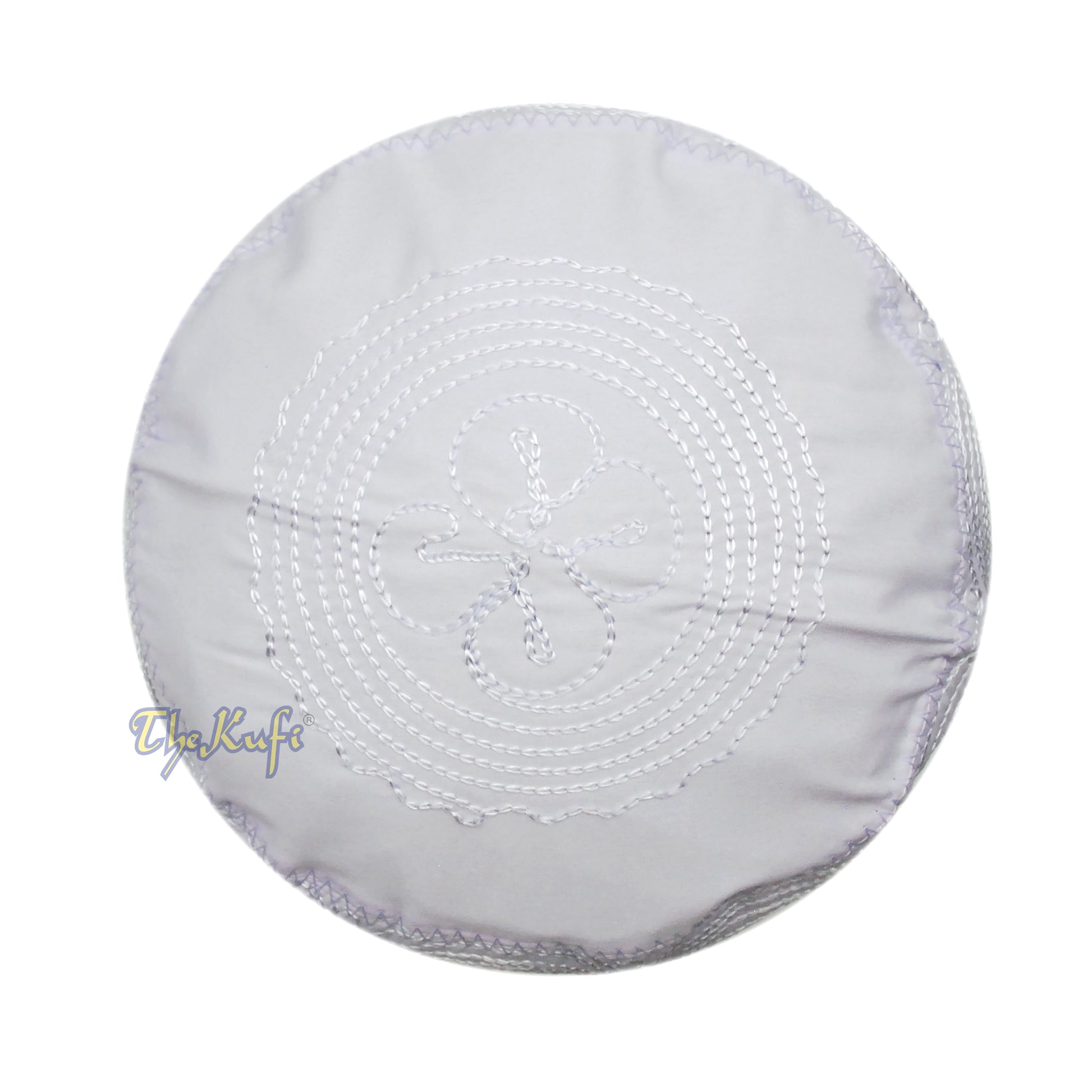 White Madinah Kufi | Embroidered Mix Fabric 3-inch Muslim Hat