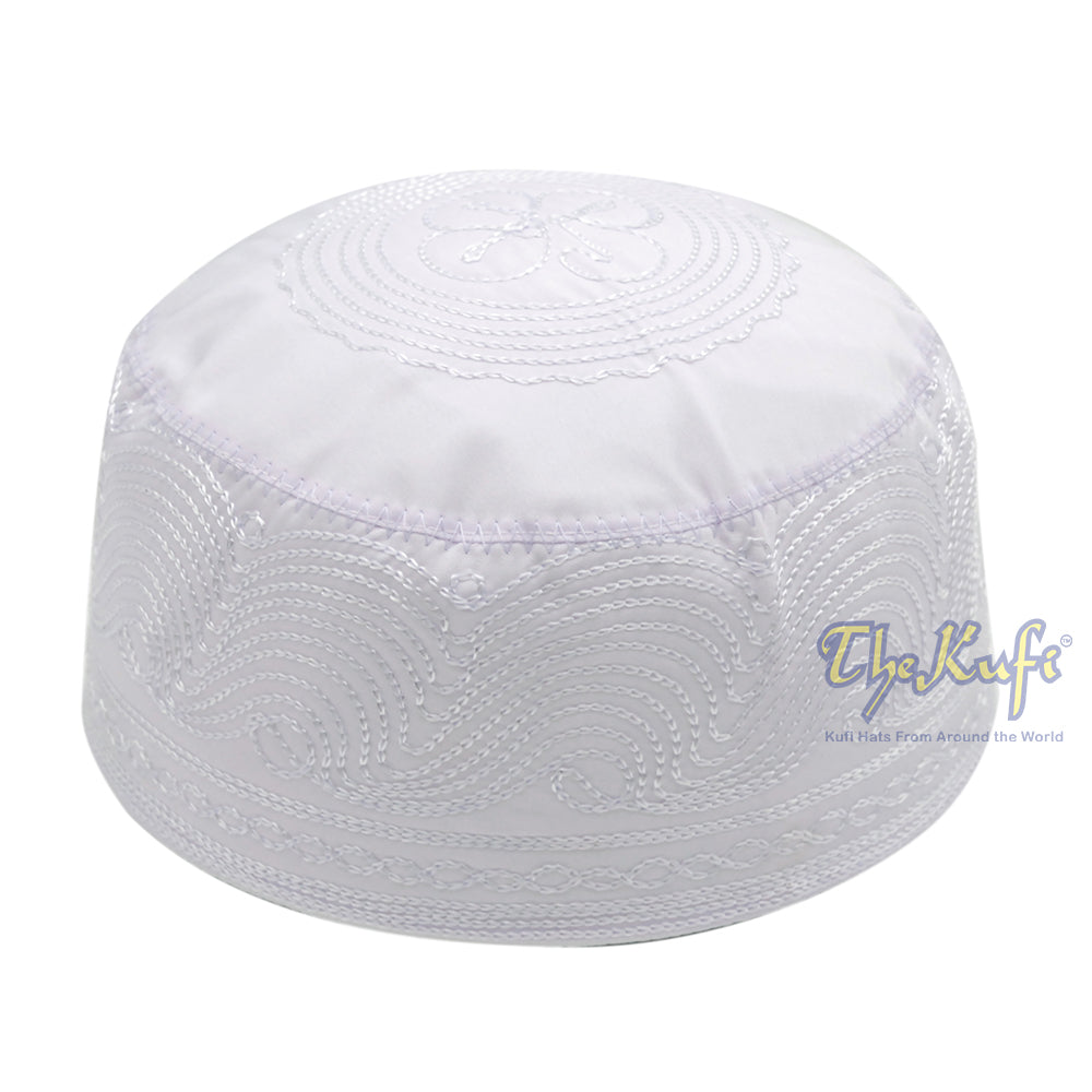 Buy 1 Get 1 Free! White Madinah Kufi | Embroidered Mix Fabric 3-Inch Muslim Hat