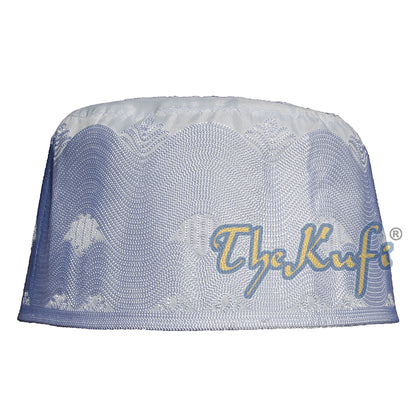 Unique Tall White Embroidered Cotton Islamic Kufi