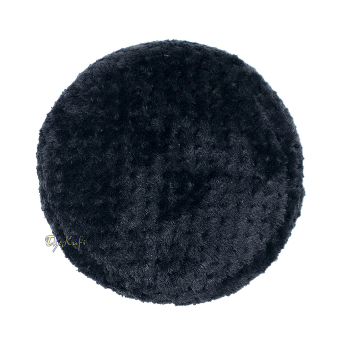 Black Winter Kufi Faux Fur Warm Chechen Uzbeki Style Islamic Hat Plush One-size Medium-large Stretchy 4-inch Tall Head Cover Muslim