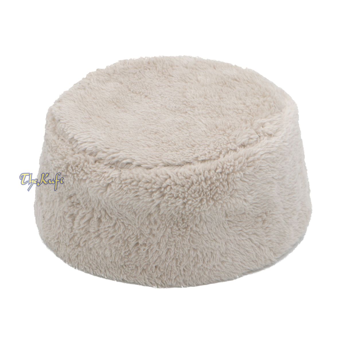Cream Winter Kufi Faux Fur Warm Chechen Uzbeki Style Islamic Hat Plush One-Size Medium-Large Stretchy 4-inch Tall Head Cover Muslim