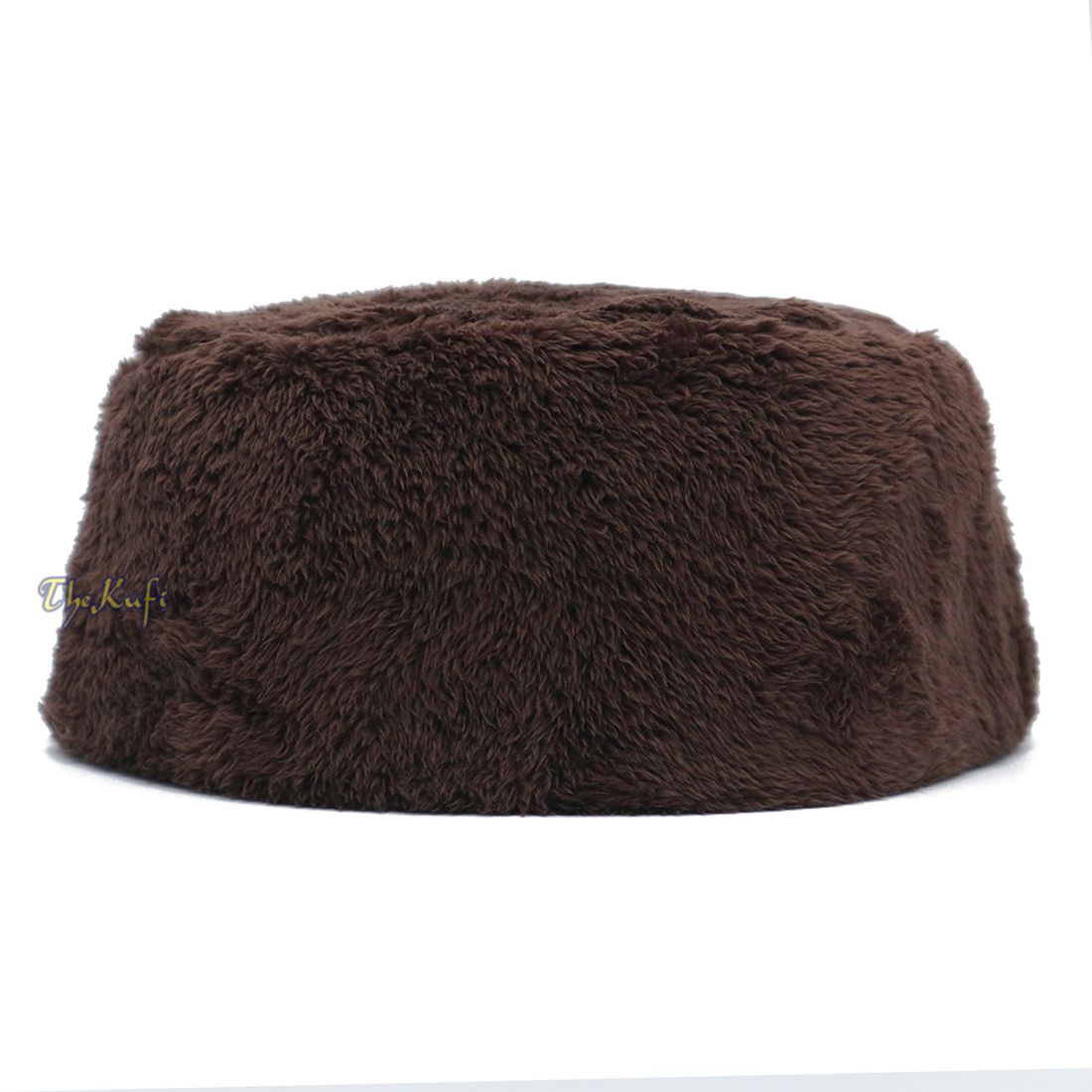 Dark Brown Winter Kufi Faux Fur Warm Chechen Uzbeki Style Islamic Hat Plush One-size Medium-large Stretchy 4-inch Tall Head Cover Muslim