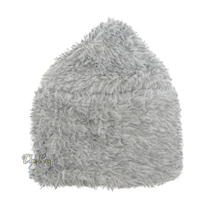 Faded Grey Winter Kufi Faux Fur Warm Chechen Uzbeki Style Islamic Hat Plush One-Size Medium-Large Stretchy 4-Inch Tall Head Cover Muslim