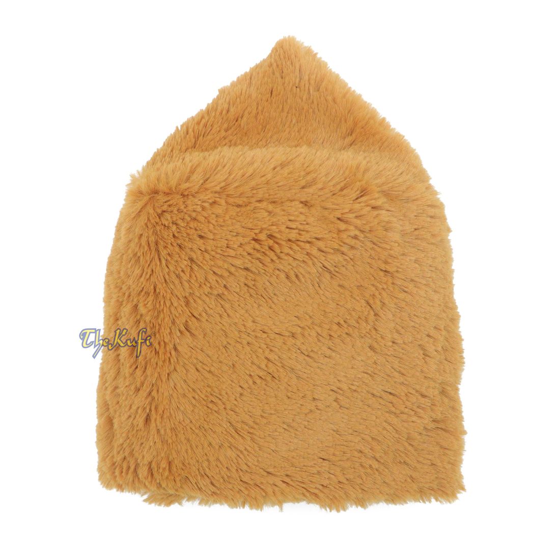 Golden Brown Winter Kufi Faux Fur Warm Chechen Uzbeki Style Islamic Hat Plush One-size Medium-large Stretchy 4-inch Tall Head Cover Muslim