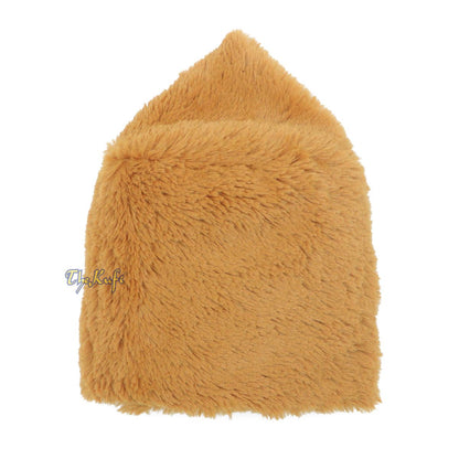 Golden Brown Winter Kufi Faux Fur Warm Chechen Uzbeki Style Islamic Hat Plush One-Size Medium-Large Stretchy 4-inch Tall Head Cover Muslim