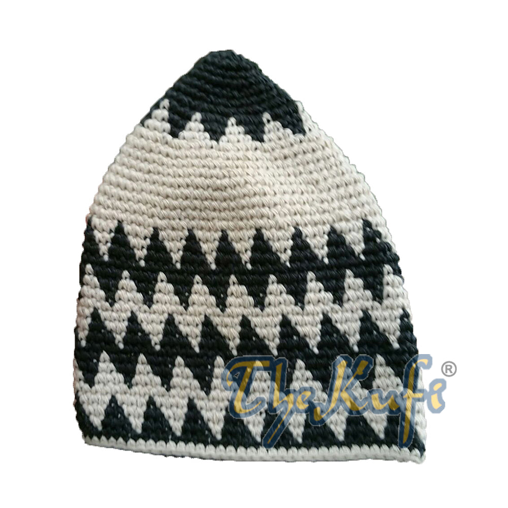 Kapas Kaitan Tangan Hijau Indigo &amp; Topi Kufi Zigzag Khaki