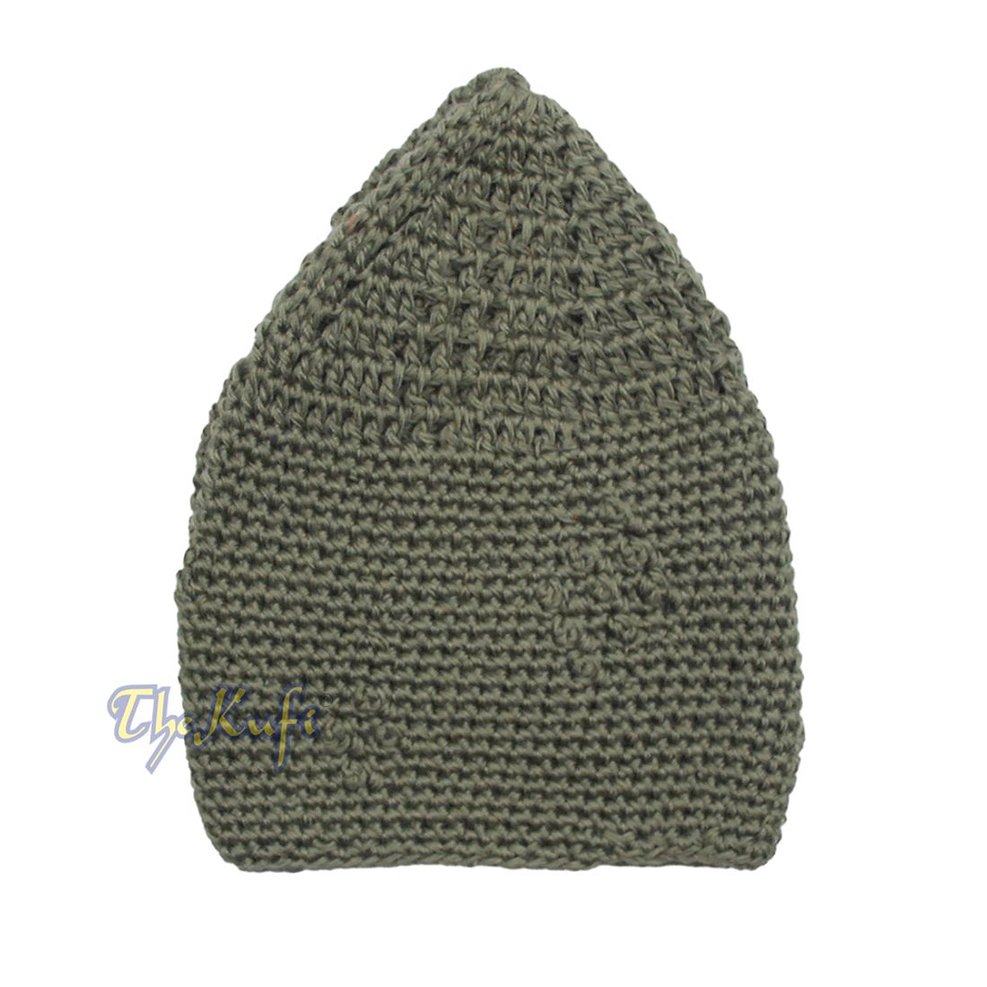 Plain Army Green Hand-crocheted Cotton Kufi Hat