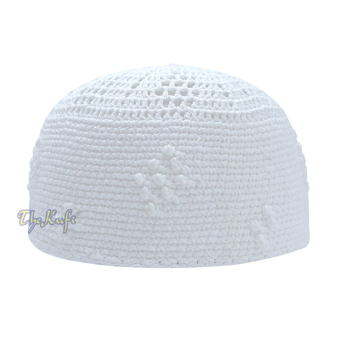 Plain White Hand-crocheted Cotton Kufi Hat
