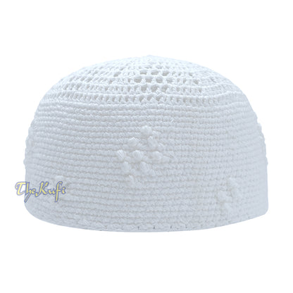 Plain White Hand-Crocheted Cotton Kufi Hat