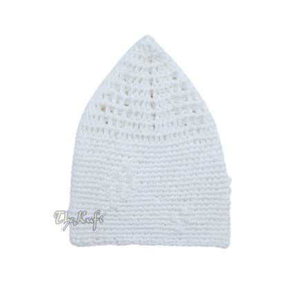 Plain White Hand-Crocheted Cotton Kufi Hat