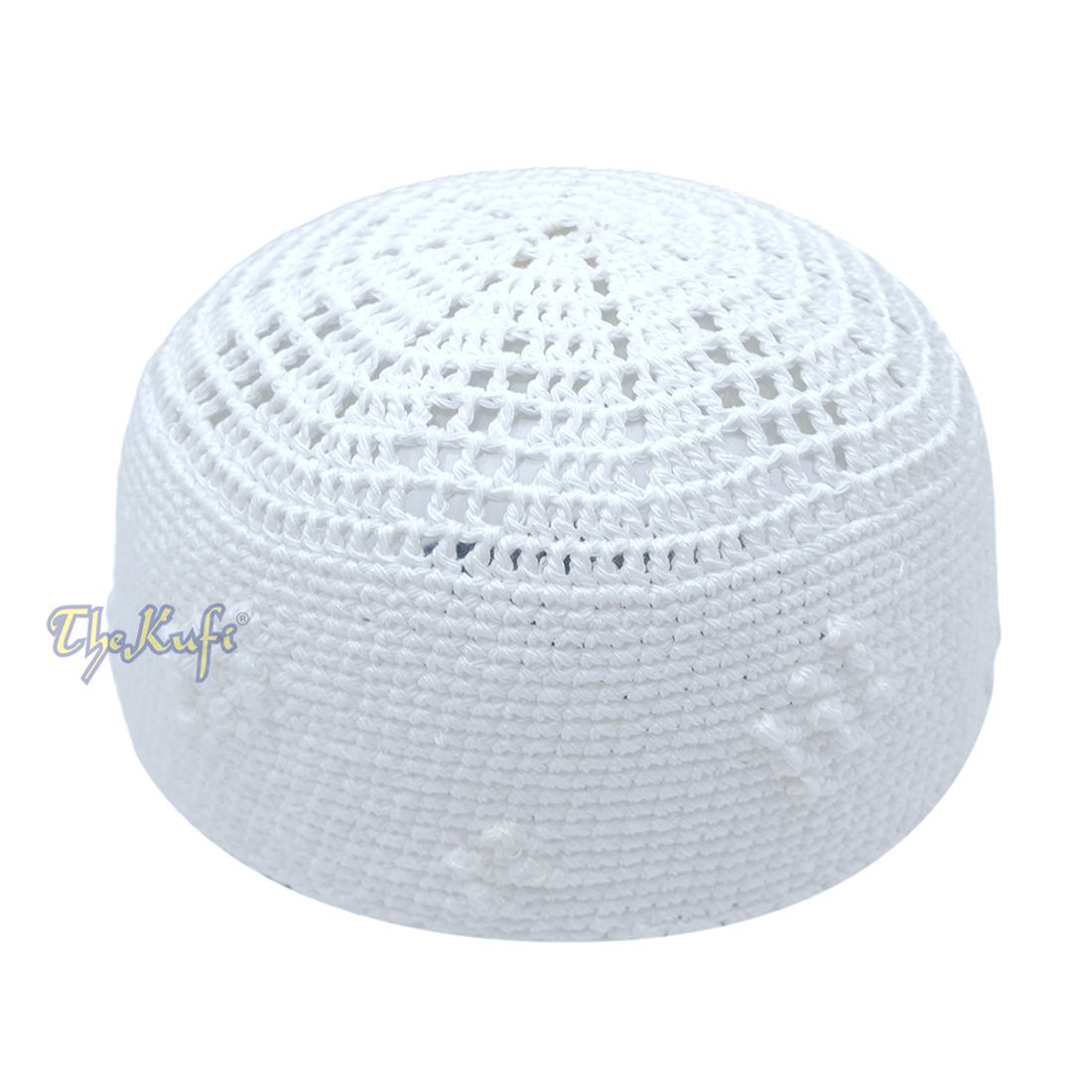 Plain White Hand-crocheted Cotton Kufi Hat