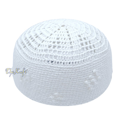 Plain White Hand-Crocheted Cotton Kufi Hat