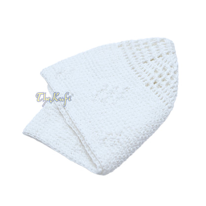 Plain White Hand-Crocheted Cotton Kufi Hat