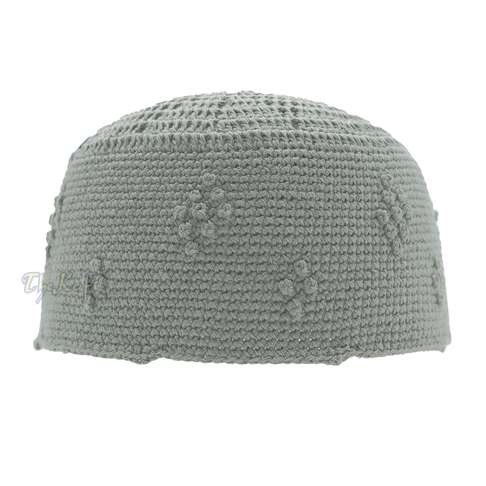 Light Army Green Crocheted - Knot Design Cotton Blend Yemeni Kufi Cap