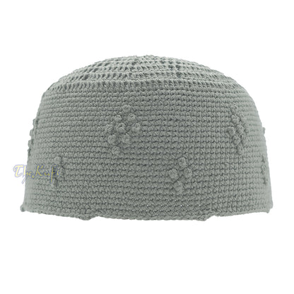 Light Army Green Crocheted - Knot Design Cotton Blend Yemeni Kufi Cap