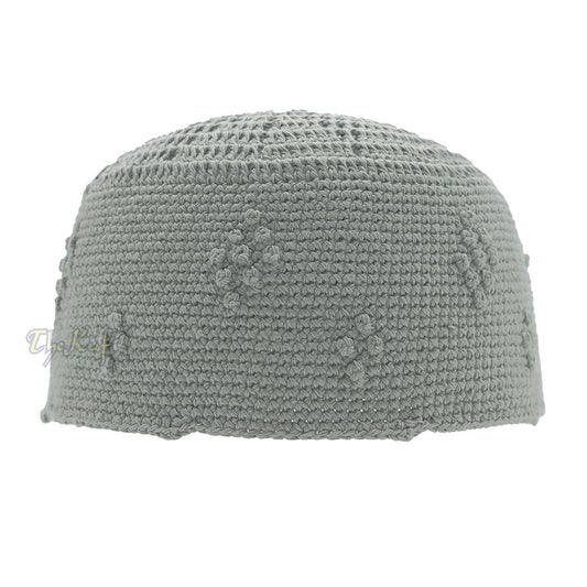 Light Army Green Crocheted - Knot Design Cotton Blend Yemeni Kufi Cap