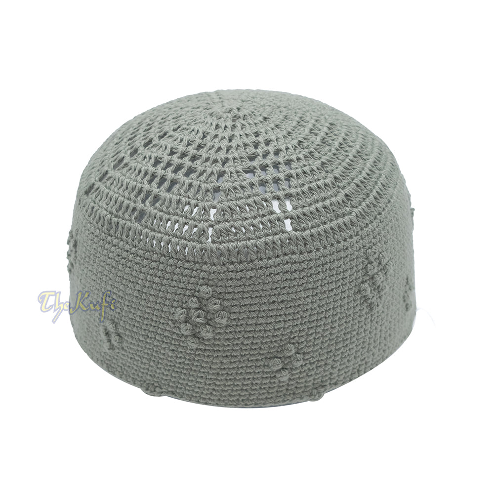 Light Army Green Crocheted - Knot Design Cotton Blend Yemeni Kufi Cap