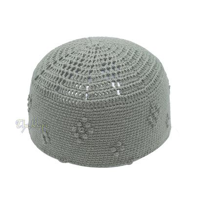 Light Army Green Crocheted - Knot Design Cotton Blend Yemeni Kufi Cap