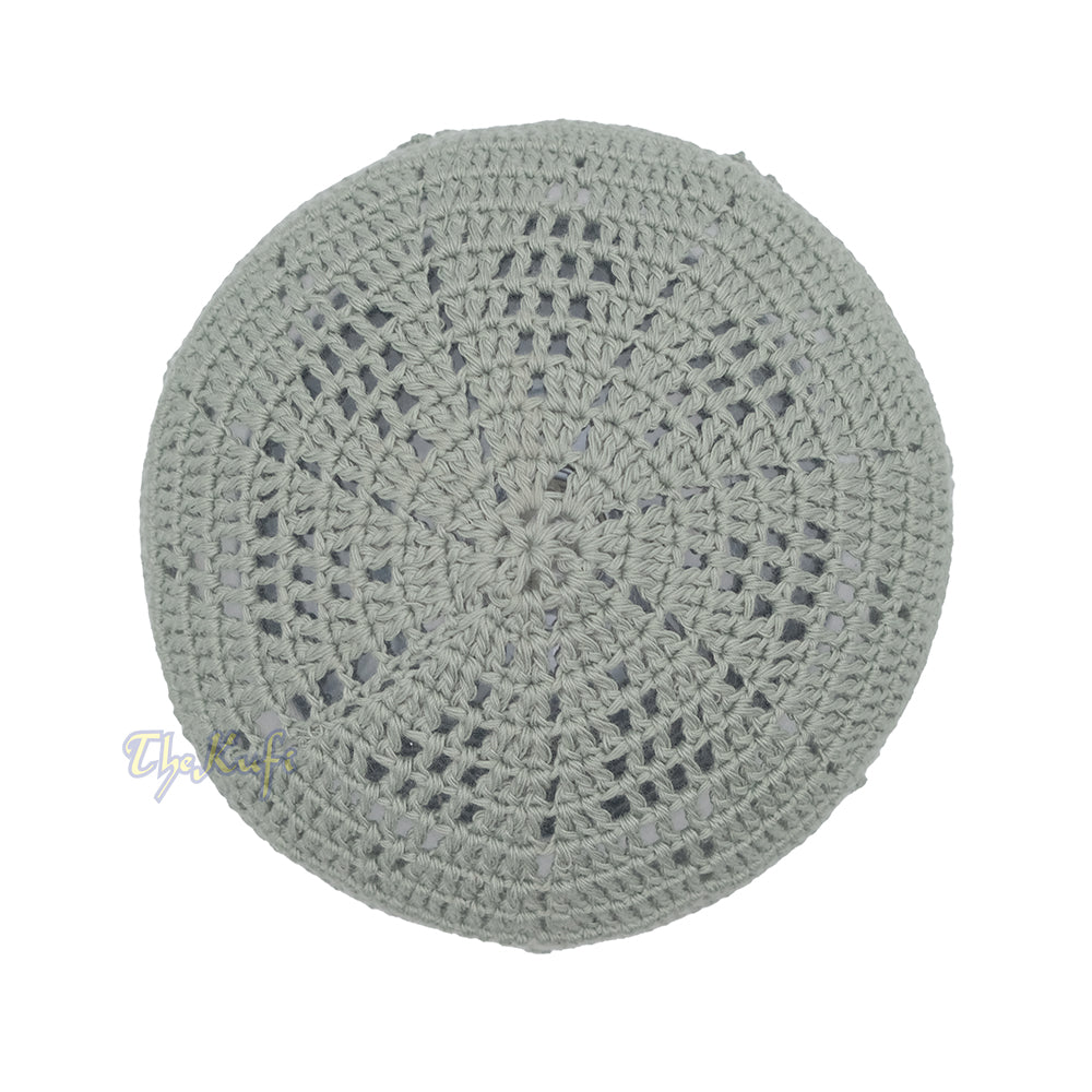 Light Army Green Crocheted - Knot Design Cotton Blend Yemeni Kufi Cap
