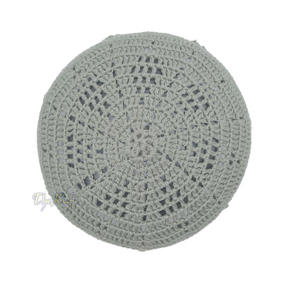 Light Army Green Crocheted - Knot Design Cotton Blend Yemeni Kufi Cap