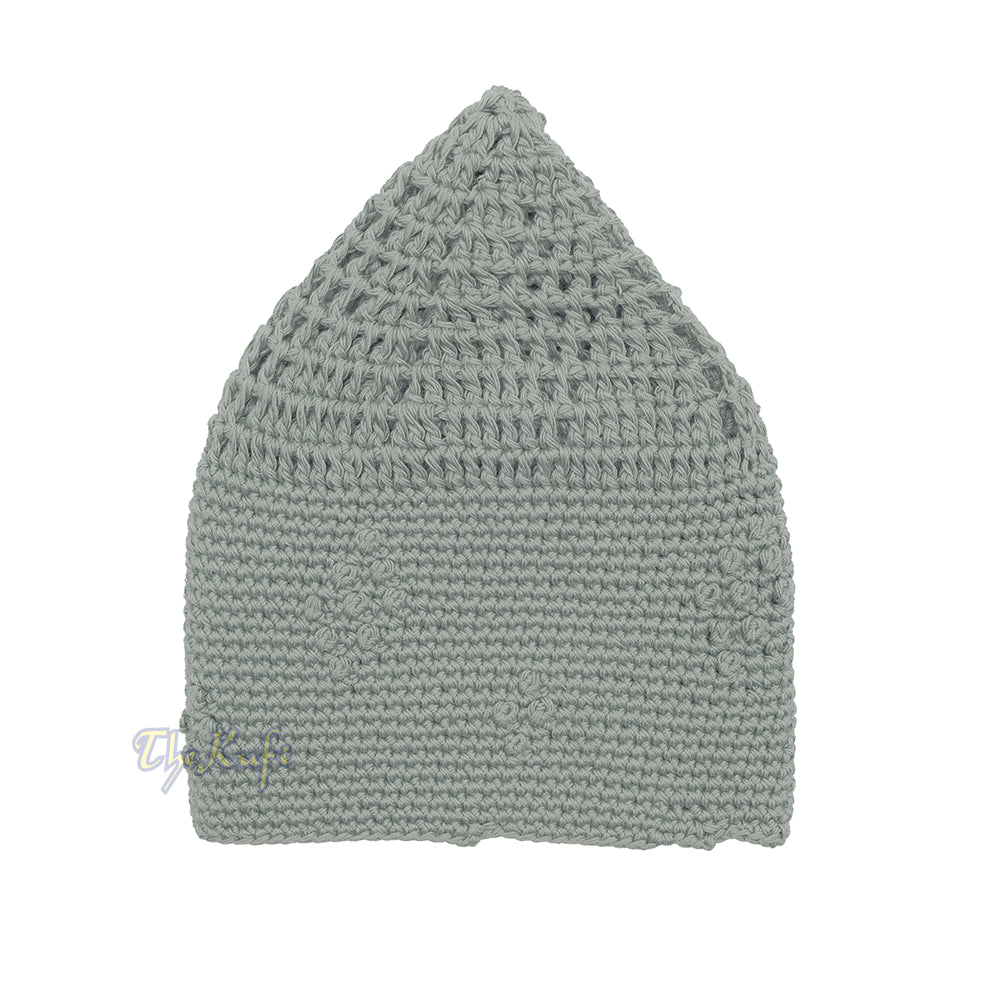 Light Army Green Crocheted - Knot Design Cotton Blend Yemeni Kufi Cap