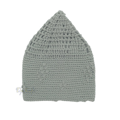 Light Army Green Crocheted - Knot Design Cotton Blend Yemeni Kufi Cap
