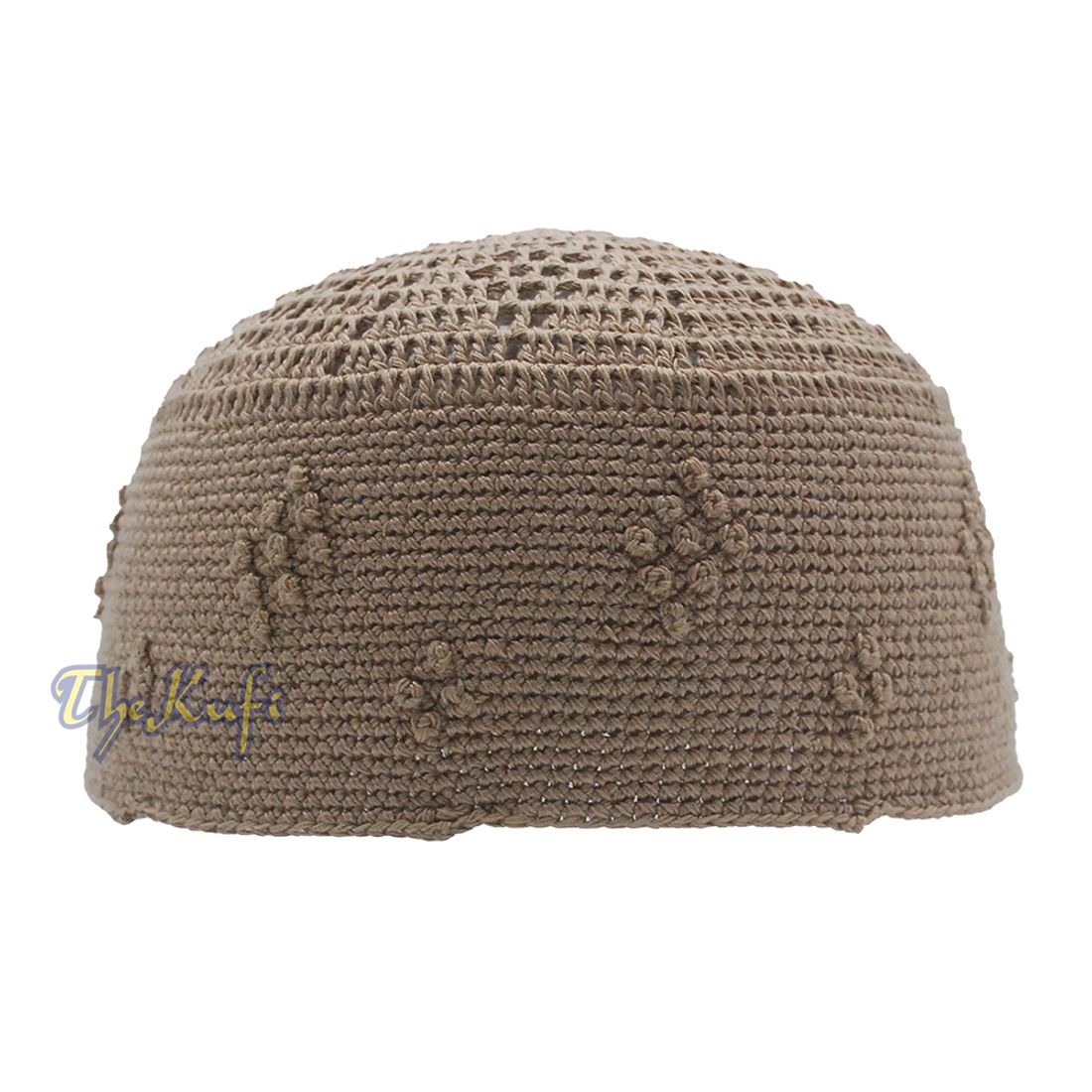 Plain Light Brown Hand-crocheted Cotton Kufi Hat