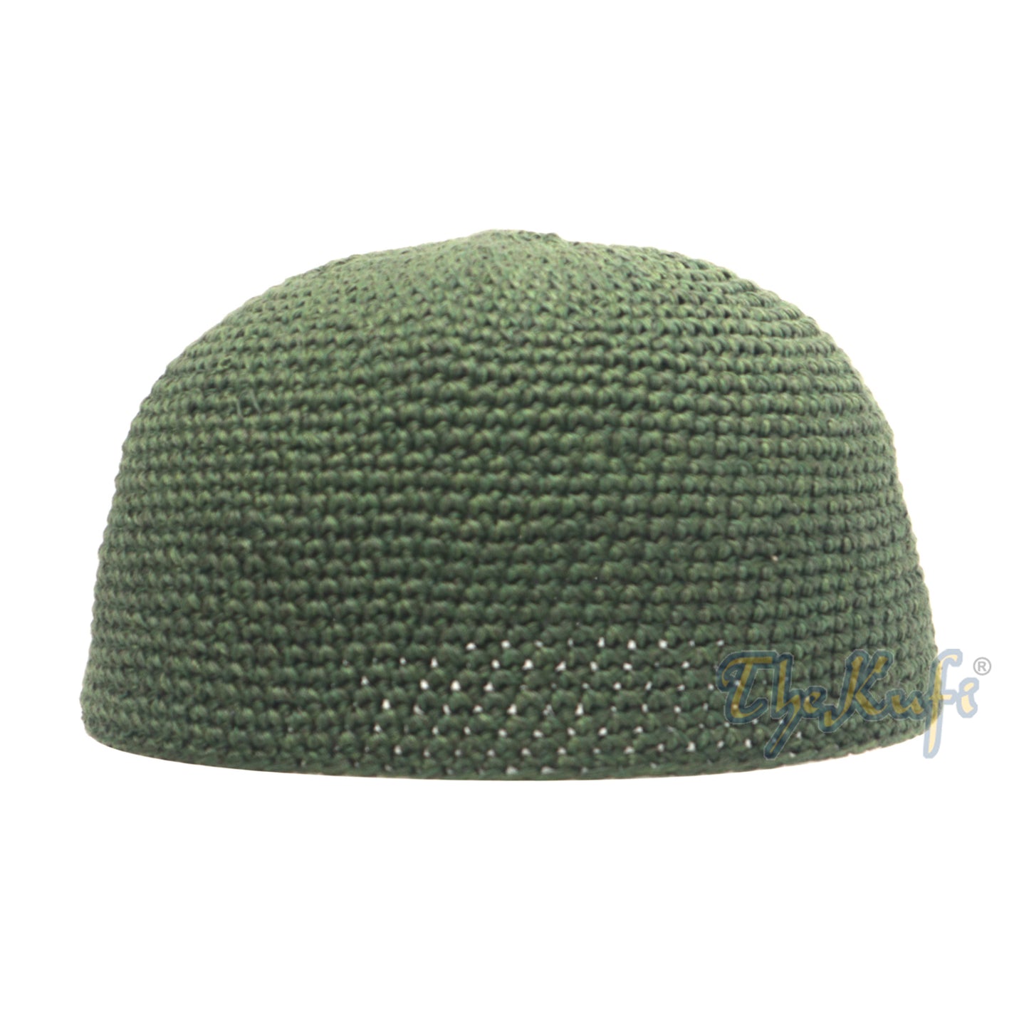 Plain Army Green Hand-Crocheted 100% Cotton Jacquard Kufi Hat Unique Design And Comfortable Fit