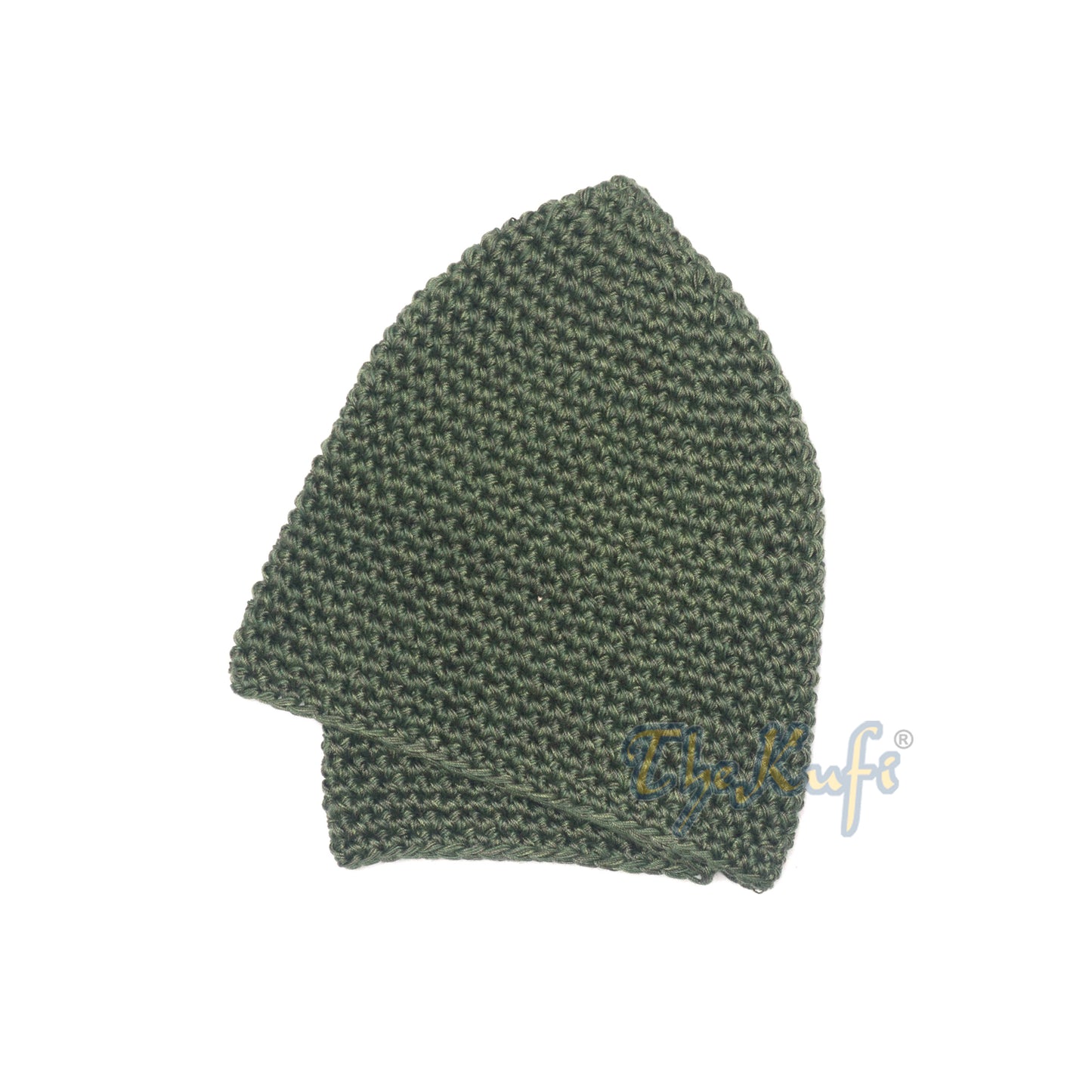 Plain Army Green Hand-Crocheted 100% Cotton Jacquard Kufi Hat Unique Design And Comfortable Fit